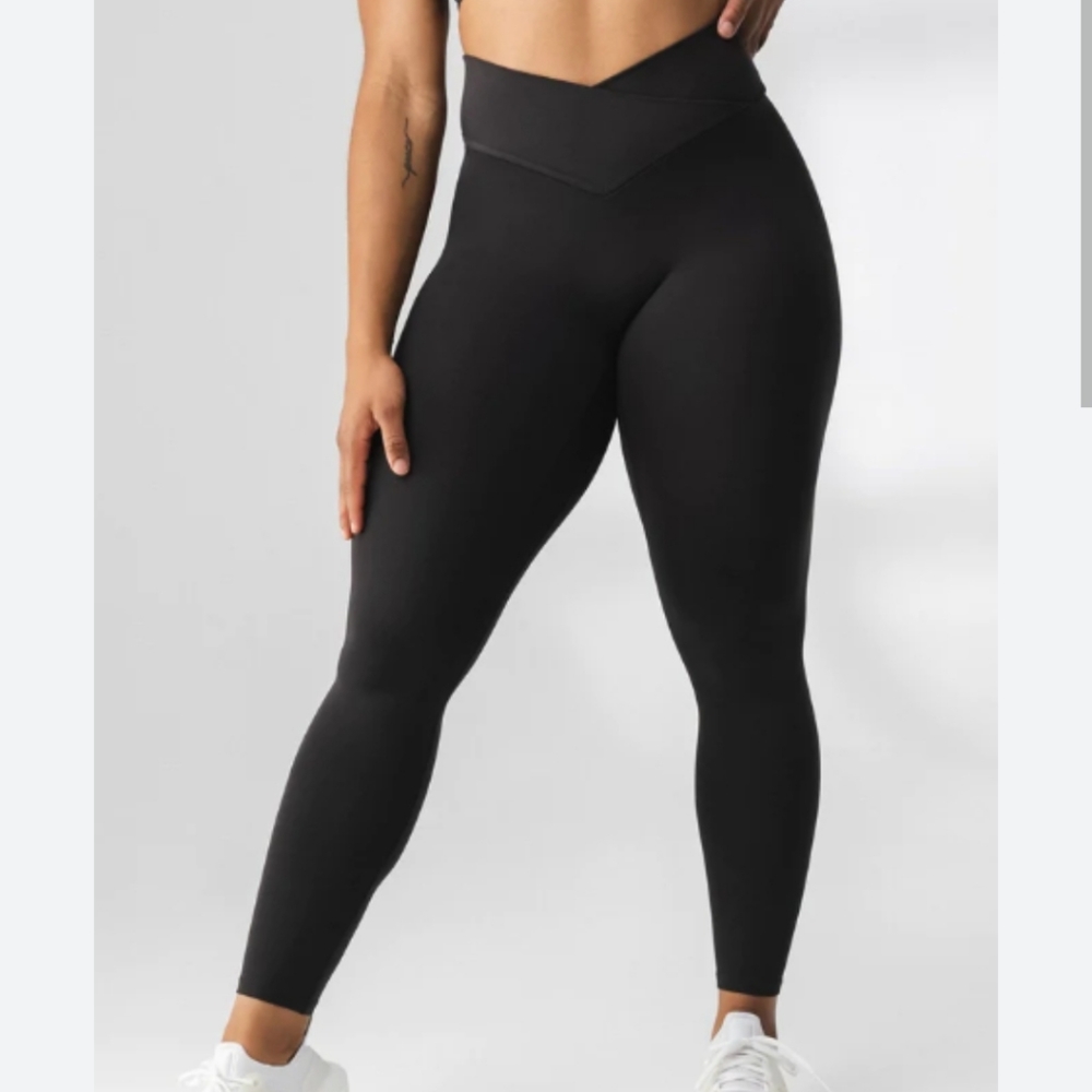 Cut The Frills Womens' V Cross Waist Yoga Leggings with High 